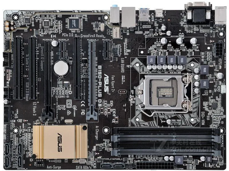 Green ATX motherboard with black slots and silver heatsinks
