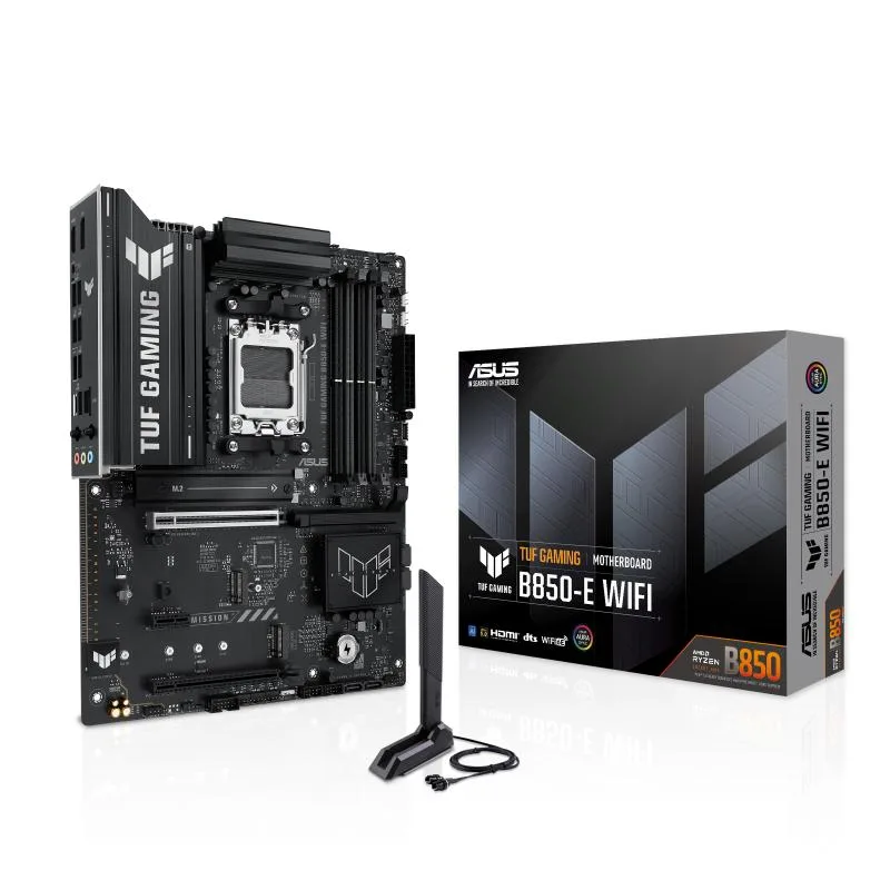 ATX motherboard with AM5 socket, large VRM heatsinks and pre-mounted I/O shield