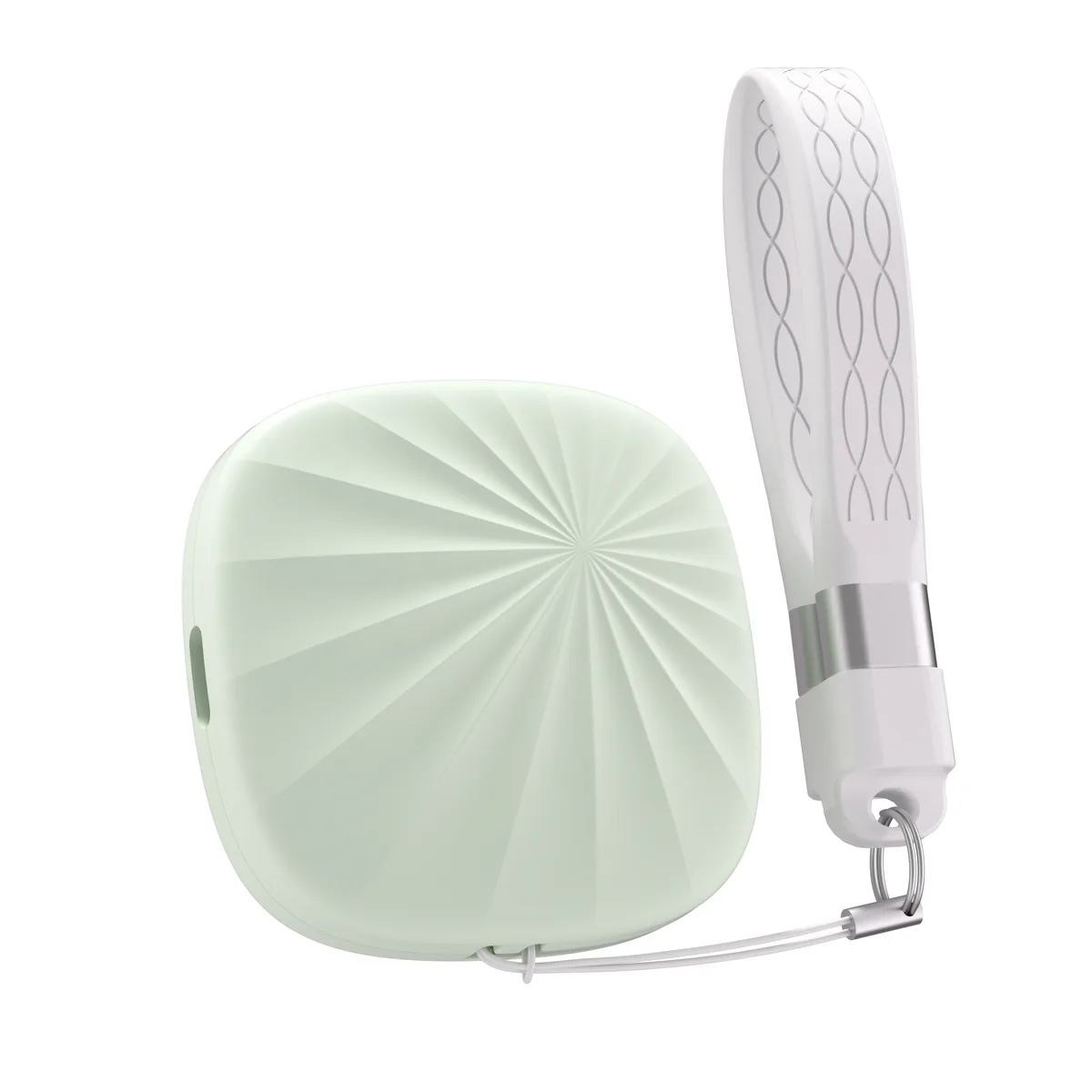 Square green portable SSD with rounded corners and a USB-C port