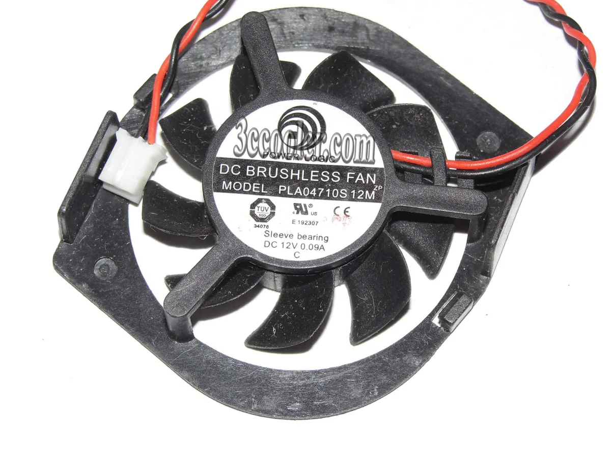 Black diamond-shaped graphics card fan with two wires and a two-pin connector