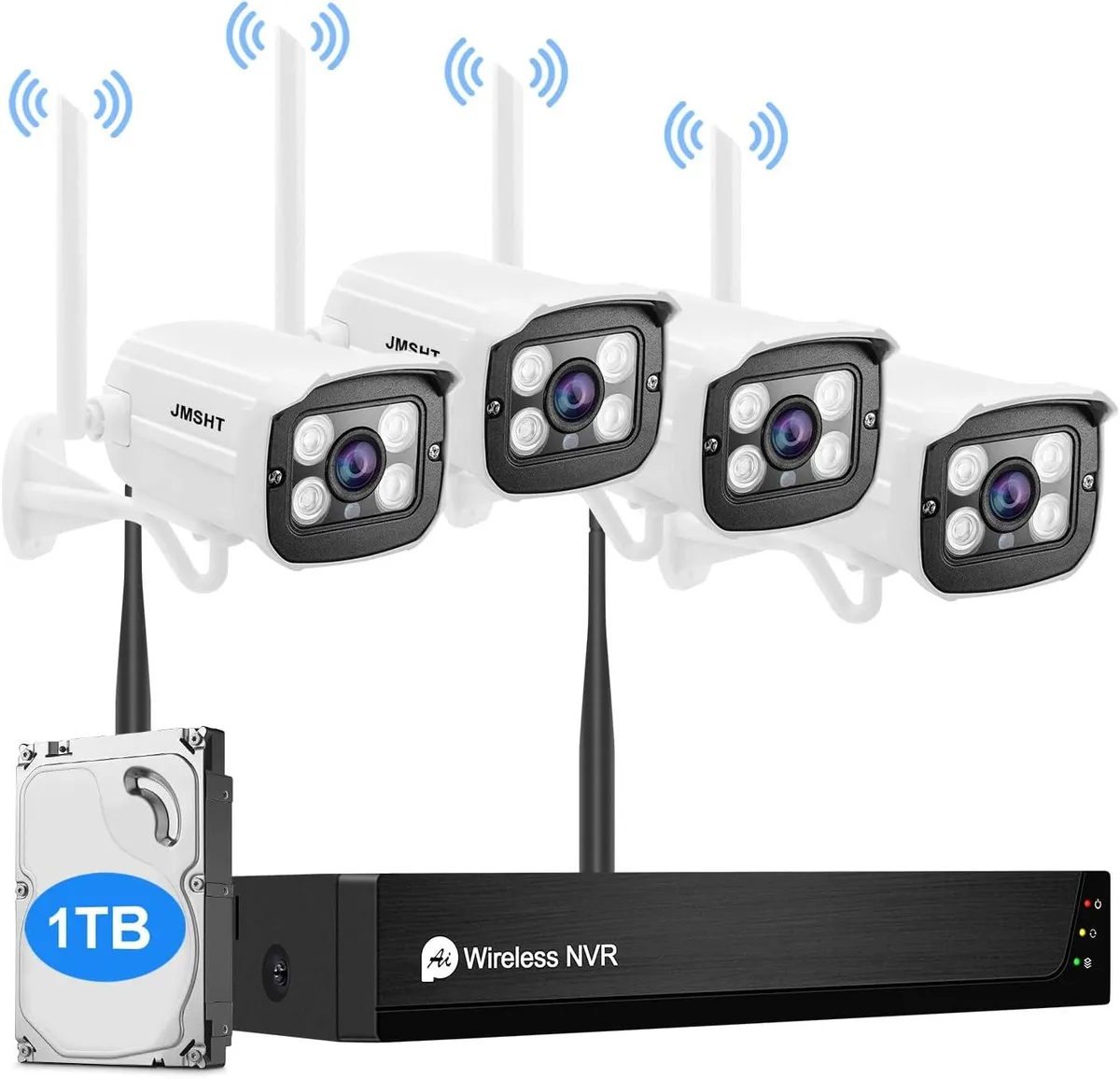 Jide Tech Jide Tech 4CH 3MP Wireless Bullet Network Camera Kit 1TB — produkto nuotrauka