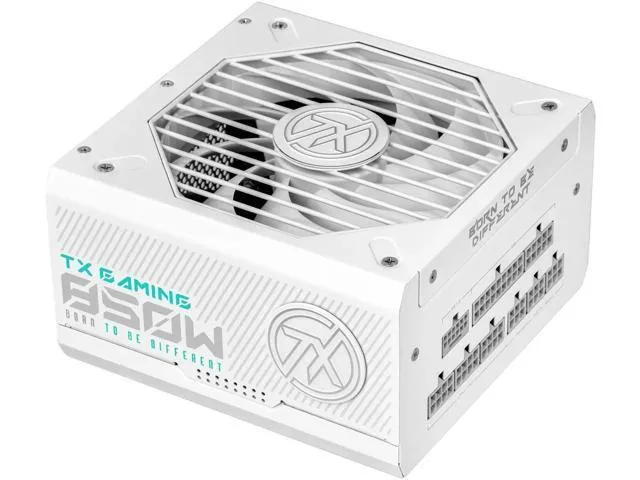 White fully modular ATX power supply with embossed cables and dual ball bearing fan