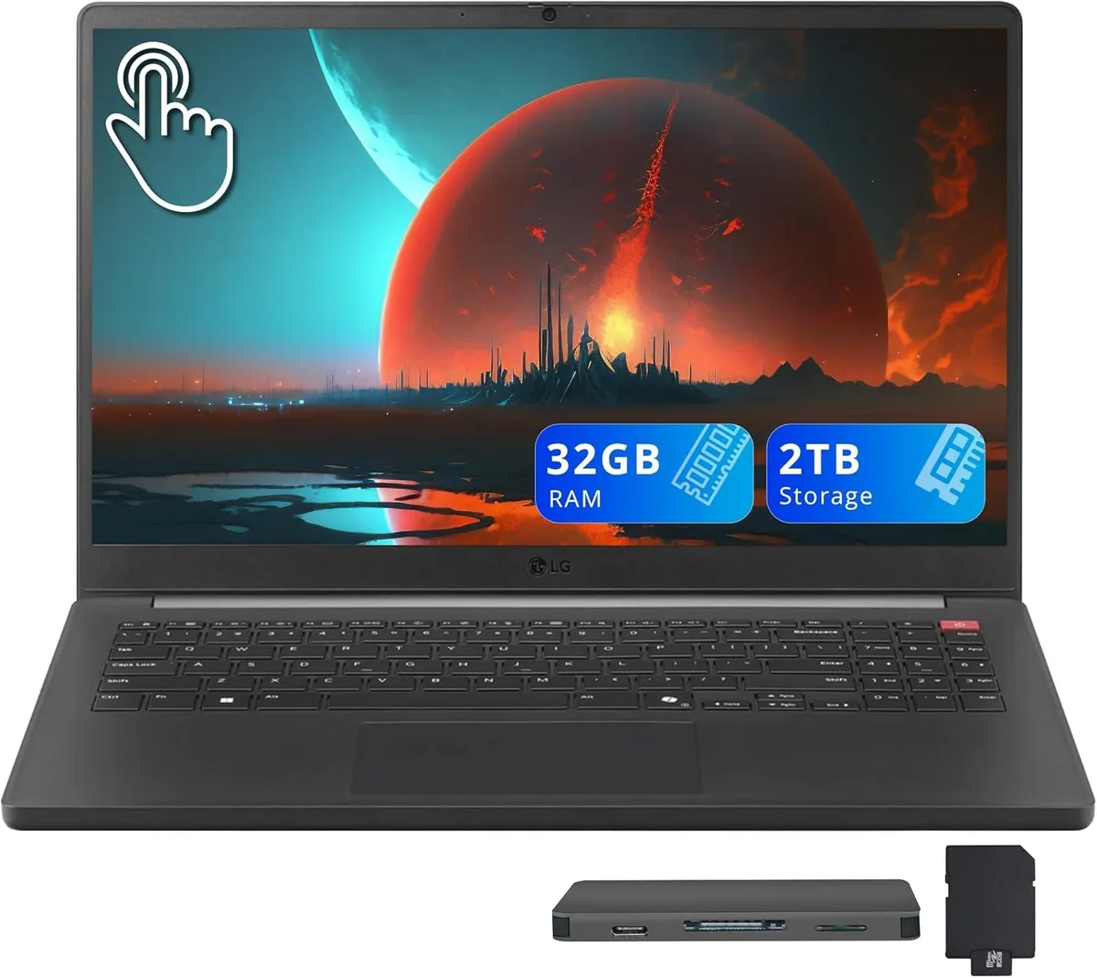 LG Electronics LG Gram Book 15.6" FHD Touch Business Laptop Core Ultra 7 255U 32GB 1TB + Docking Station Black — صورة المنتج