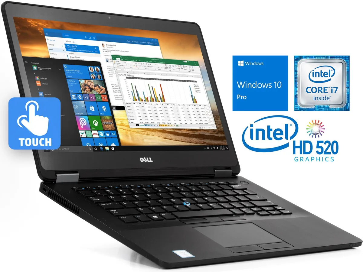 DELL DELL Latitude E7470 laptop i7-6600U 8GB 256GB SSD 14 QHD touch Windows 10 Pro — toote foto