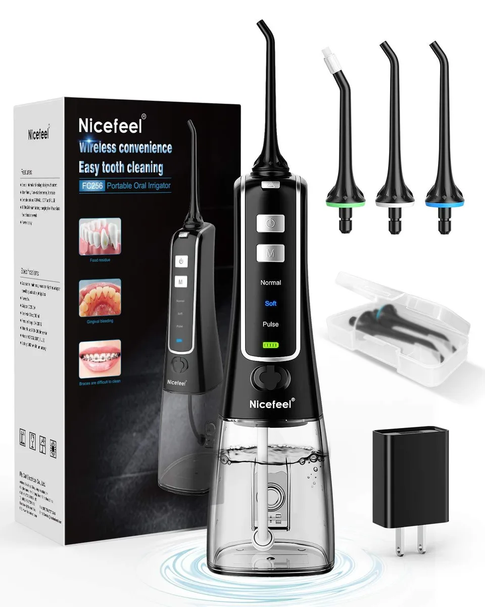 Nicefeel FC256 Cordless Water Flosser 300ml 4 Tips 3 Modes IPX7 — product photo