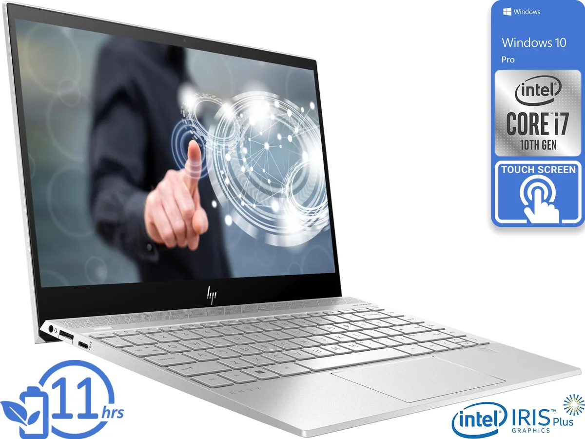 Silver 15.6 inch 2-in-1 laptop with 360 hinge and touch display