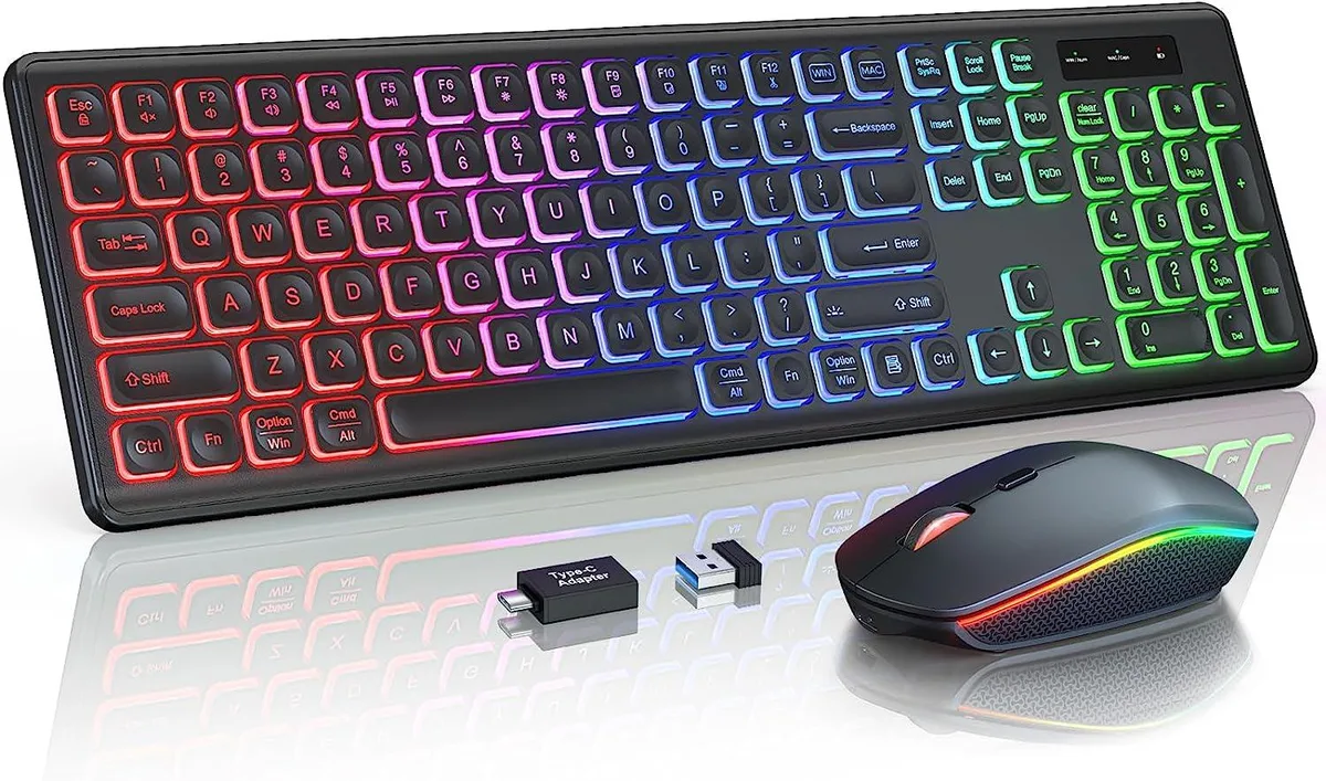 BFKK BFKK Full-Size Gaming Keyboard Black Rainbow Backlight 2.4GHz Rechargeable — fotografia produktu