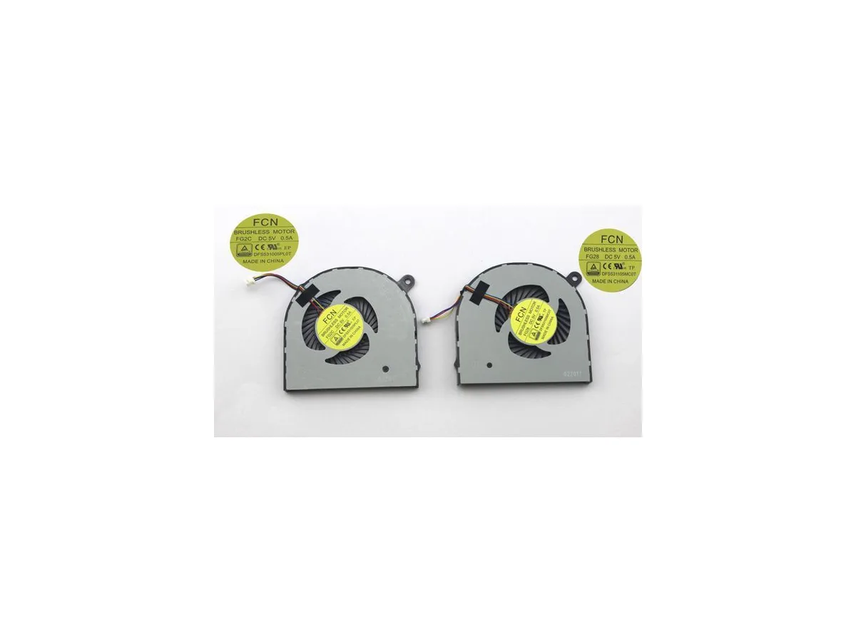 Black four-pin laptop CPU cooling fan with plastic housing