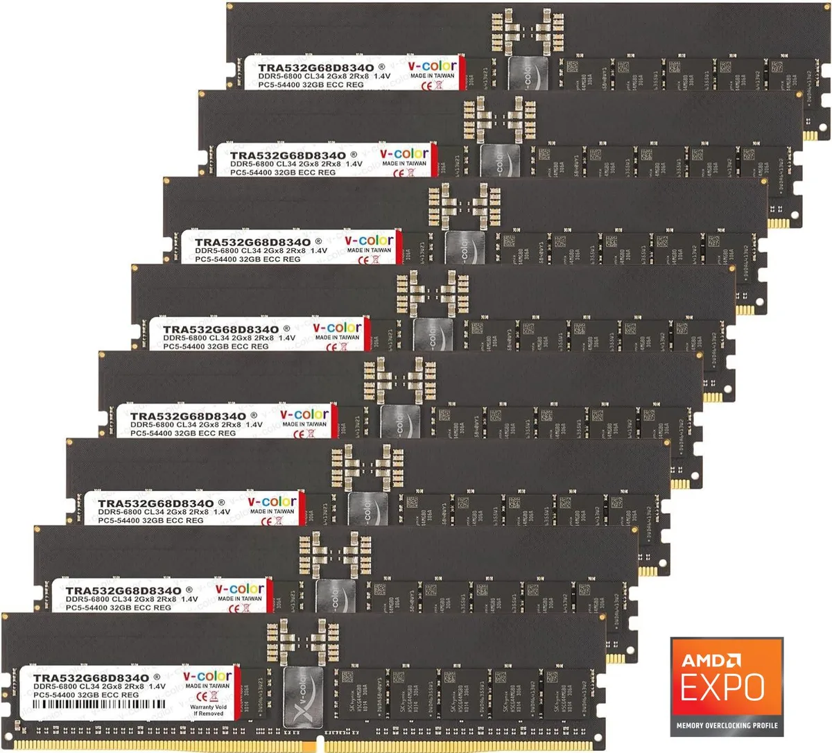 V-color V-color WRX90 OC R-DIMM DDR5 256GB (8x32GB) 6800MHz CL34 1.4V ECC Registered Memory Upgrade — 제품 사진