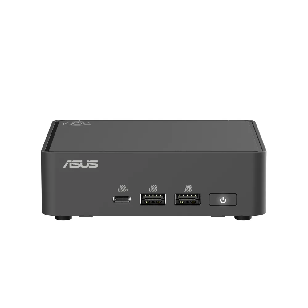 Small black slim mini PC barebone, square compact chassis