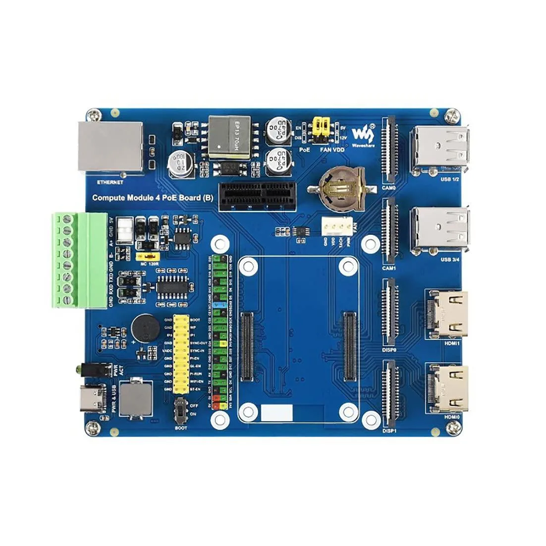 LORDWORLD LORDWORLD CM4 IO Board Type B PoE 40PIN GPIO 232 485 — foto produk