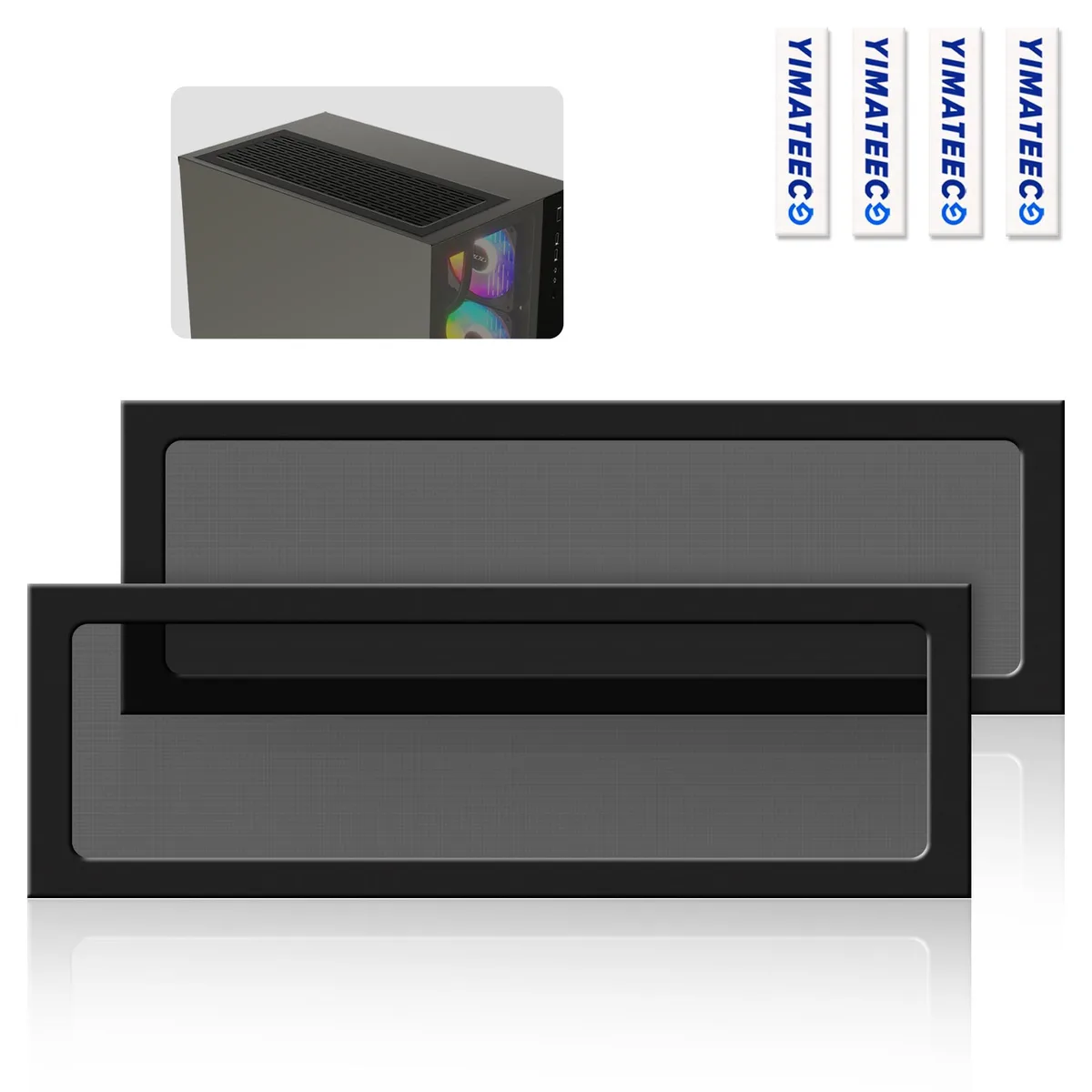  YIMATEECO-PC2BK003 magnetic dust filter 120x360mm 80 mesh 2pcs black — 제품 사진