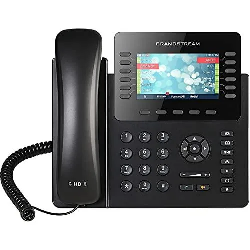 Black IP phone with 4.3 inch colour screen 12 line keys and 48 BLF keys