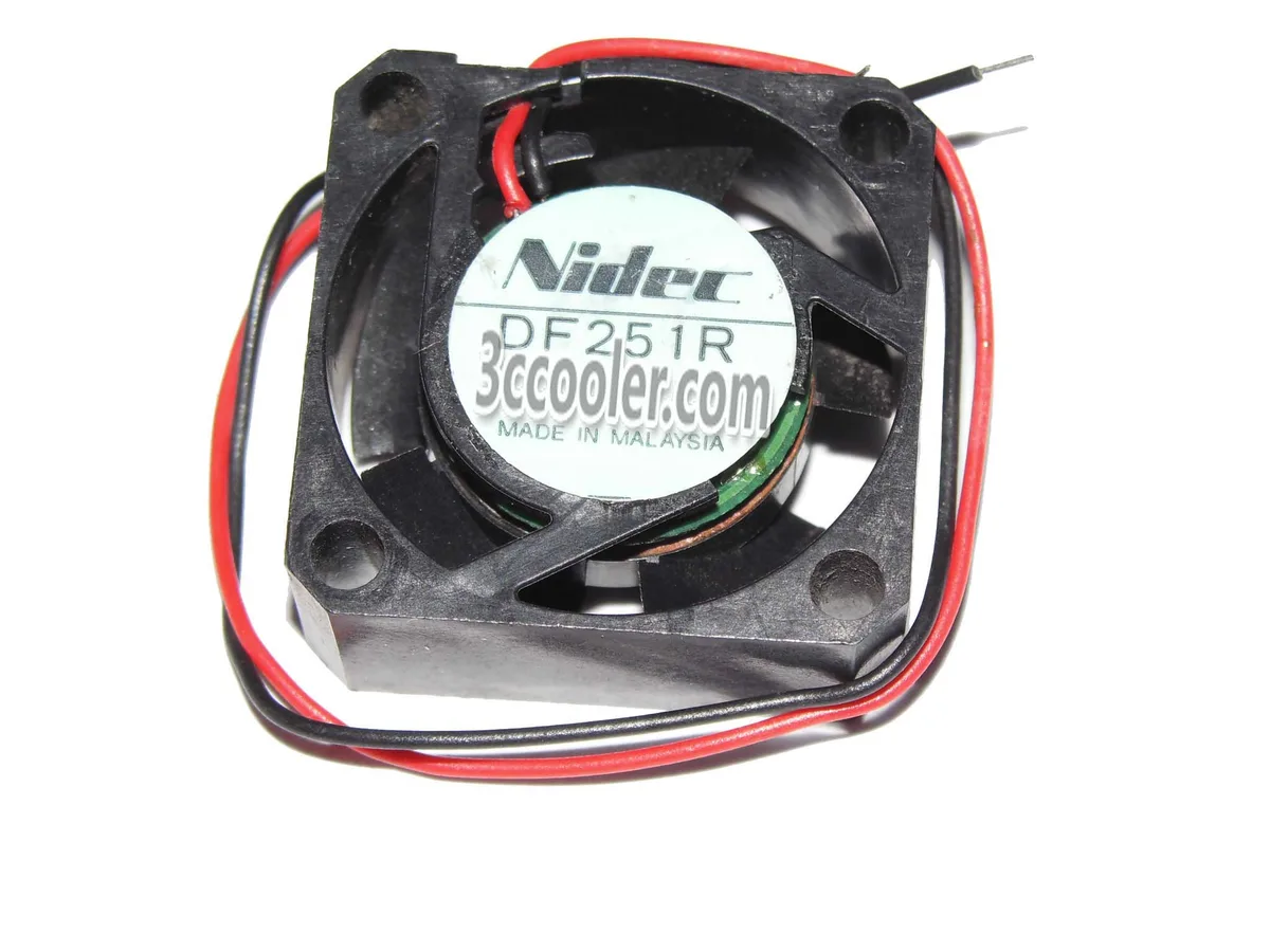 Small black square 25mm micro fan with two wires