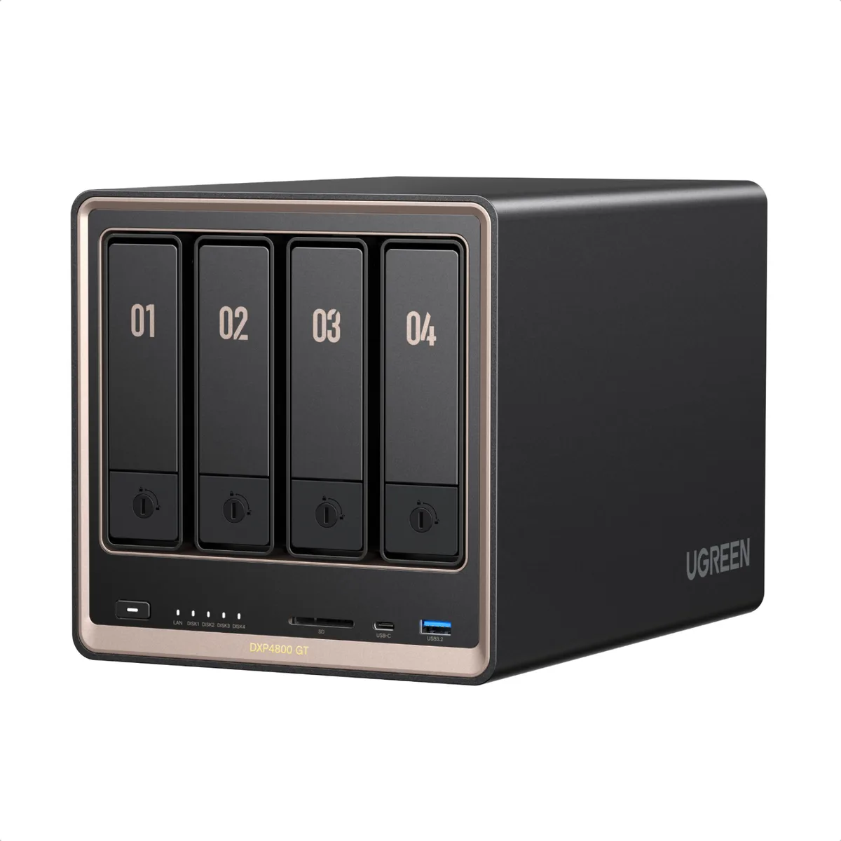Ugreen Group Limited Ugreen Group Limited DXP4800 GT 4-bay NAS, AMD Ryzen Embedded R2514, 8GB DDR4, Dual 10GbE, 2 M.2, Diskless — صورة المنتج