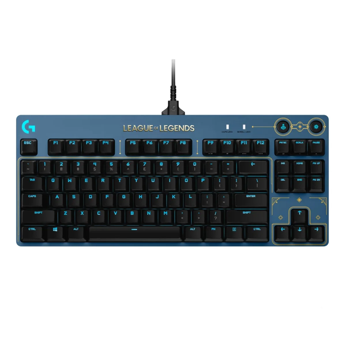 Logitech Logitech G PRO LOL Hextech Edition Wired Gaming Keyboard GX Brown 87 Keys 12 F-Key Macros Black Blue — 商品写真