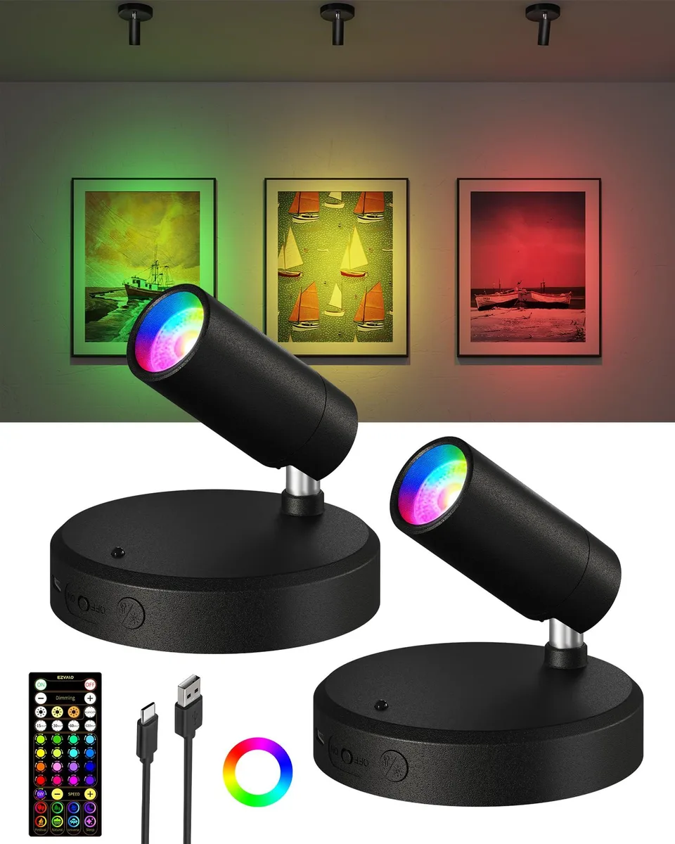  EZL2407A spot light 2-pack 5500mAh RGB 83 colours 80 lm 350°/90° remote — termékfotó