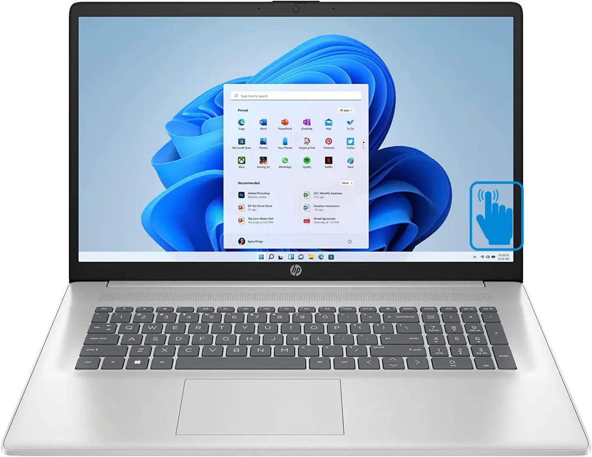 HP HP 17-CP3035cl laptop AMD Ryzen 5 7530U 12GB DDR4 1TB NVMe 17.3" touchscreen Silver — photo du produit
