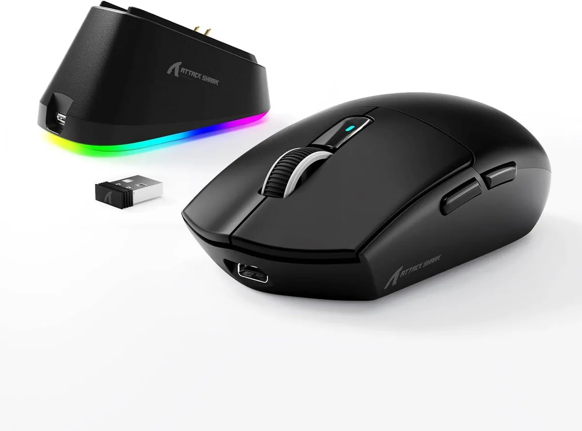 Hitoor Hitoor G3 Pro Gaming Mouse 59g 25000 DPI PAW3311 Tri-Mode RGB Dock Black — fotografia produktu