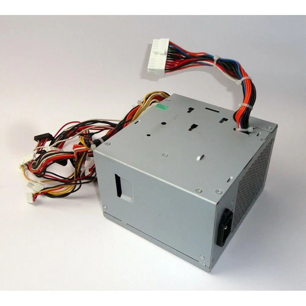 A standard ATX power supply unit in a plain metal casing with a rear fan grille and power socket