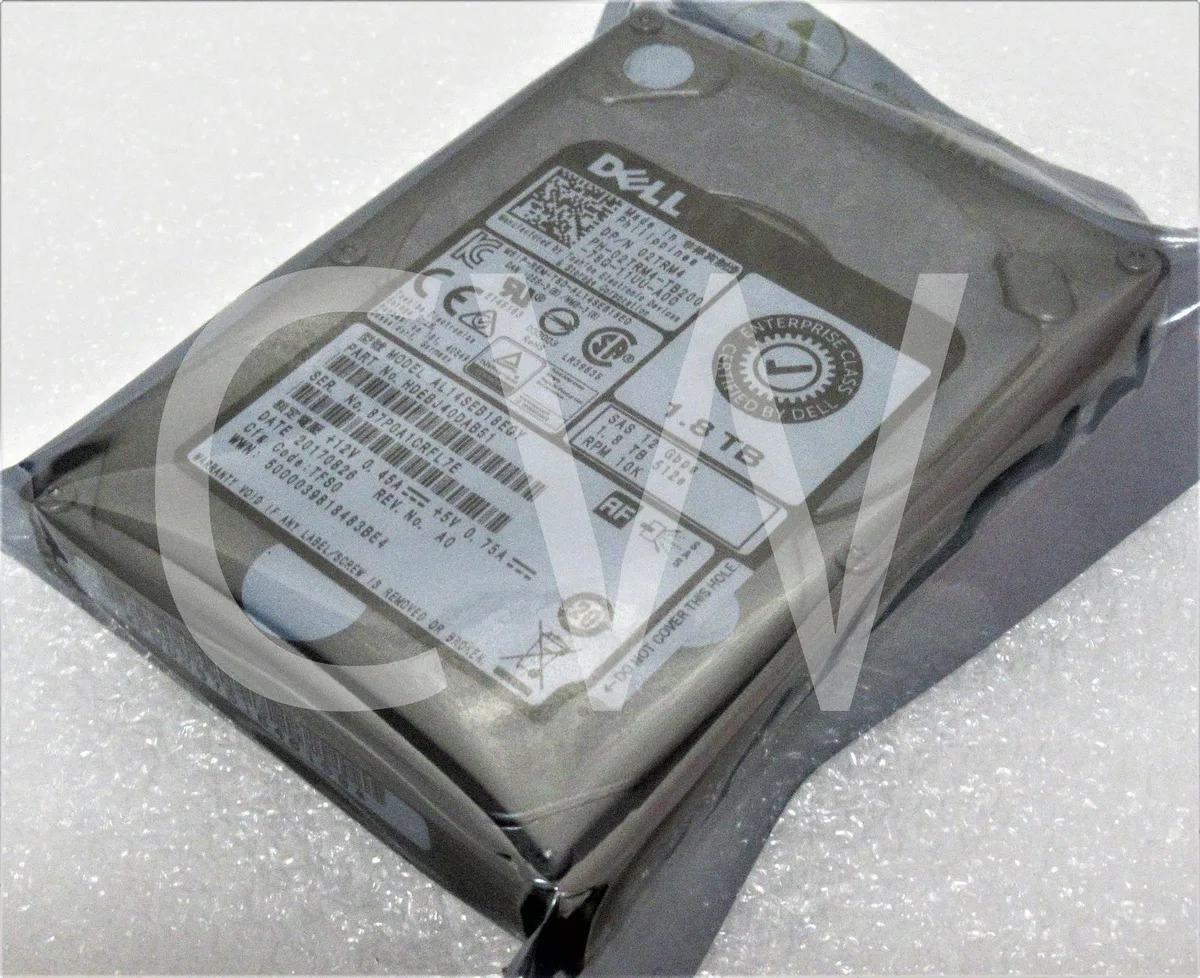 Silver 2.5 inch SAS hard drive with label showing capacity and speed