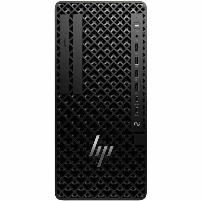 Black tower desktop PC, vertical form factor, matte finish