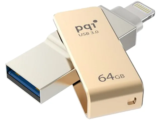 PQI PQI iConnect Mini 64GB USB flash drive Lightning &amp; USB 3.0 Gold 6I04-064GR2001 — produktbilde