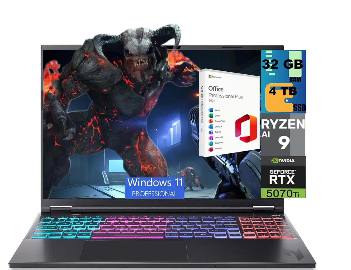 Acer Nitro 16S black gaming laptop closed lid matte finish 16 inch display thin profile