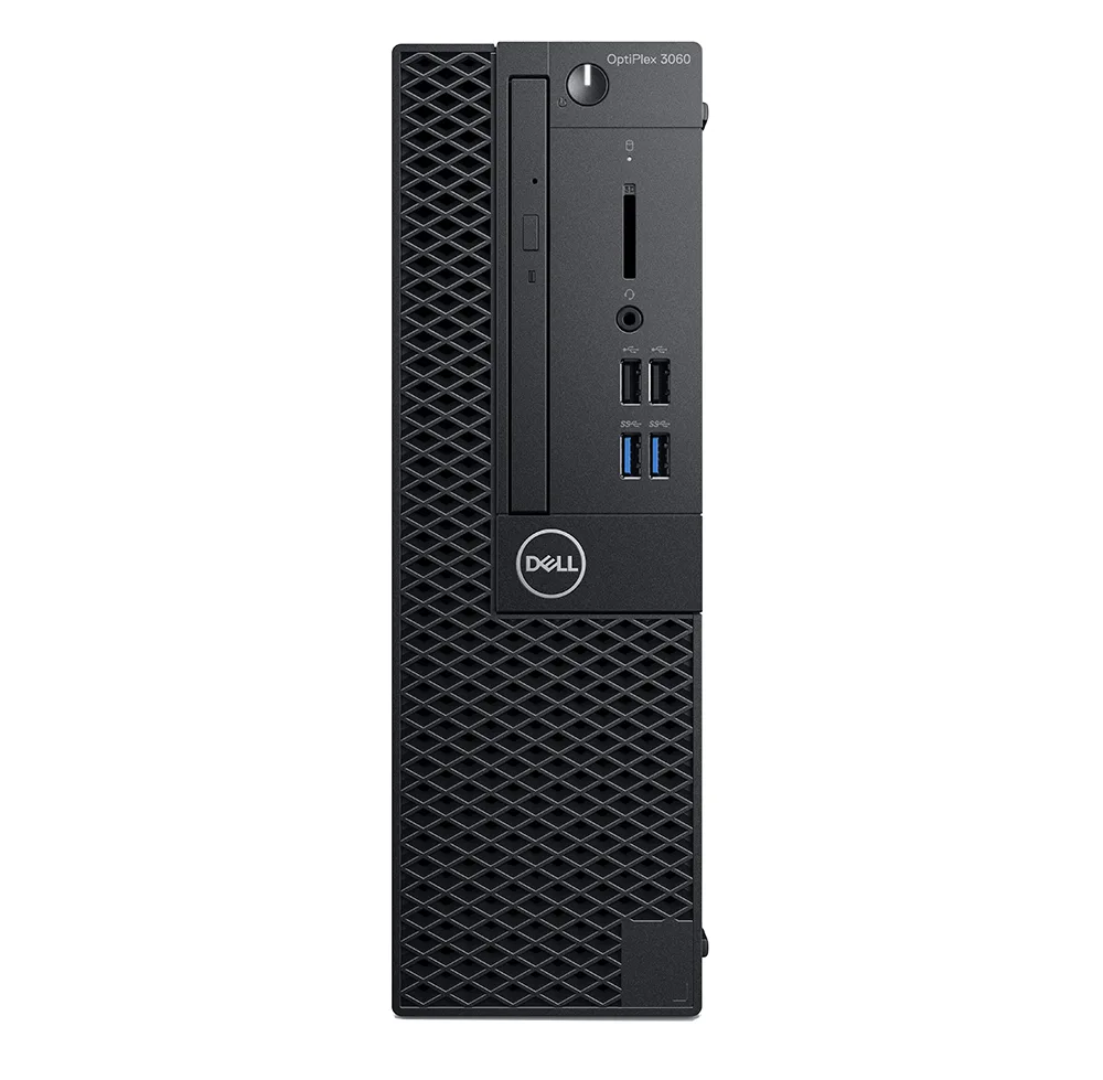 Small black Dell OptiPlex 3060 SFF desktop tower with DVD drive