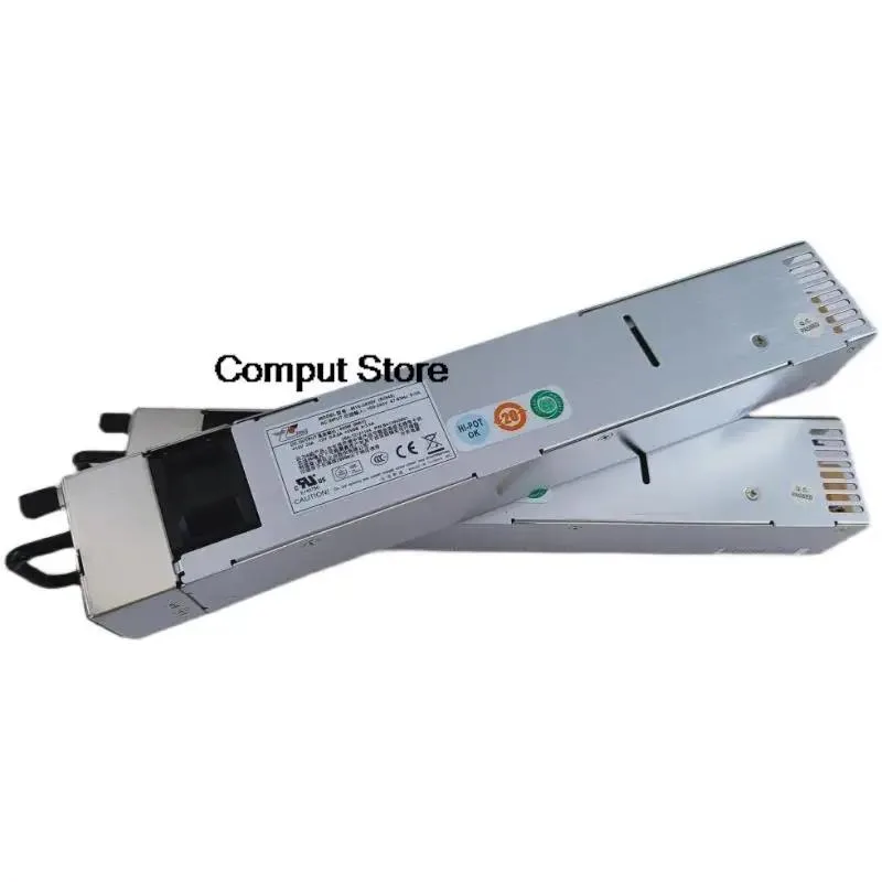 Redundant server power supply unit silver metal rectangular box with dual modules side by side