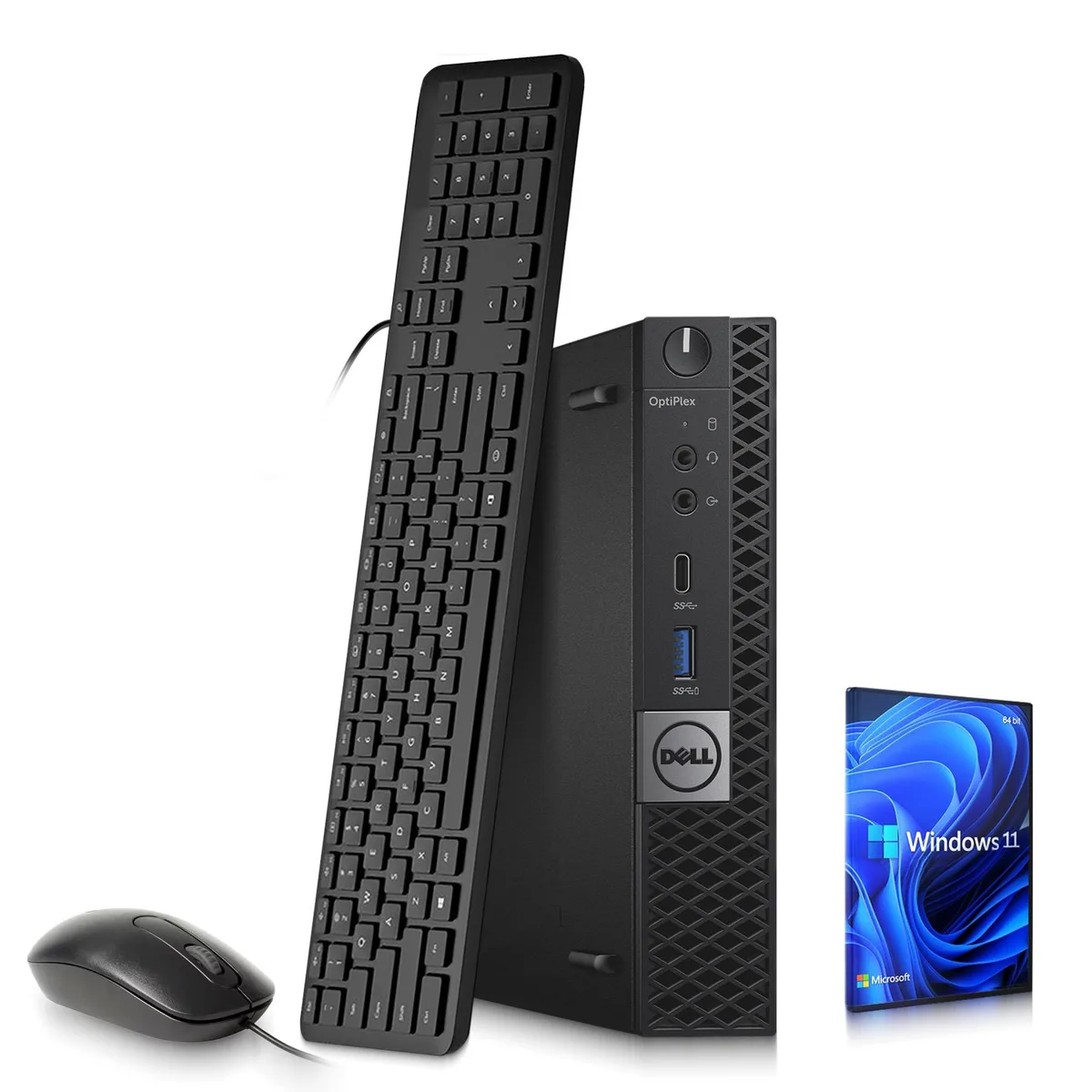 Small black Dell 7050 Tiny desktop, compact square chassis