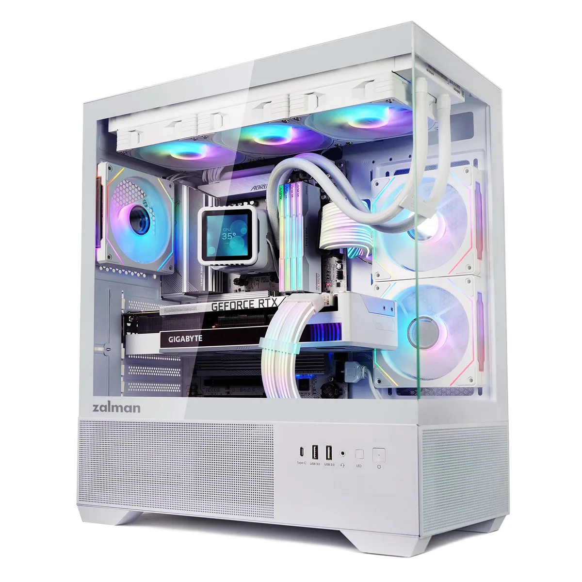 Zalman Zalman Chronix ATX Mid-Tower PC Case White 3 x 120mm ARGB Fans USB Type-C 3.2 360mm Radiator 410mm GPU — product photo