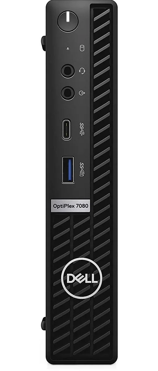 Small black desktop tower standing upright