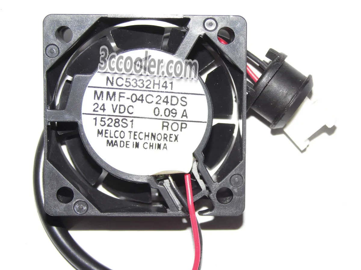 Black 40mm square fan, 15mm thick, two-wire connector