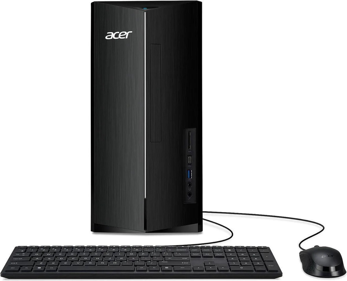 Acer Aspire TC tower in black with wired keyboard and mouse