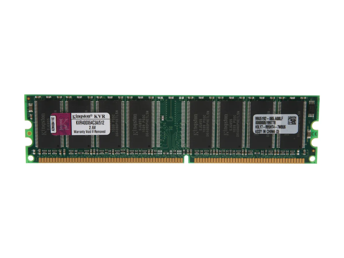 Kingston Technology Corp. Kingston Technology Corp. KVR400X64C3A/512 512MB DDR 400 PC3200 CL3 184-pin memory upgrade — ürün fotoğrafı