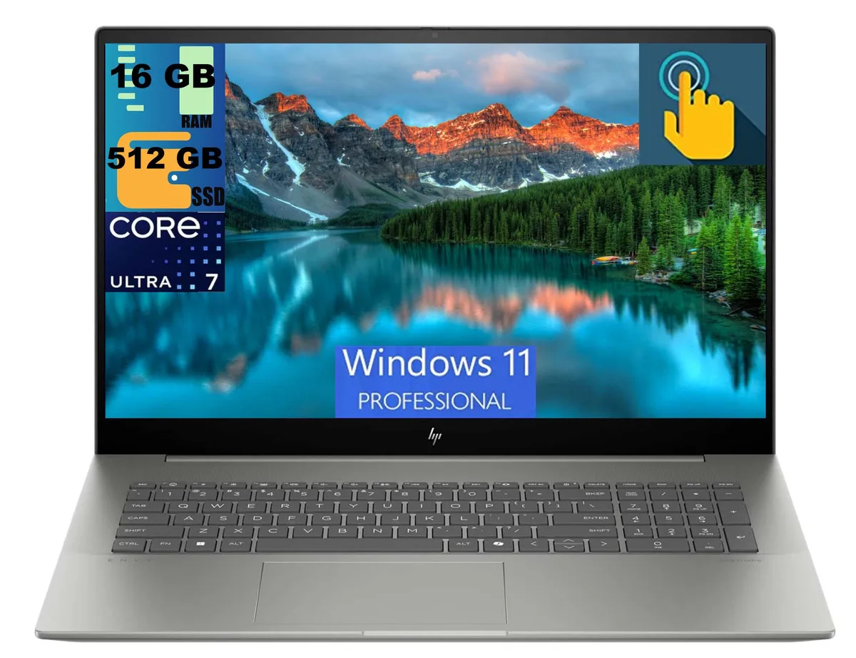 HP HP Envy 15 laptop 17.3" FHD Touchscreen Core Ultra 7 155H 16GB 512GB Arc Wi-Fi 7 Windows 11 Pro Gray — product photo