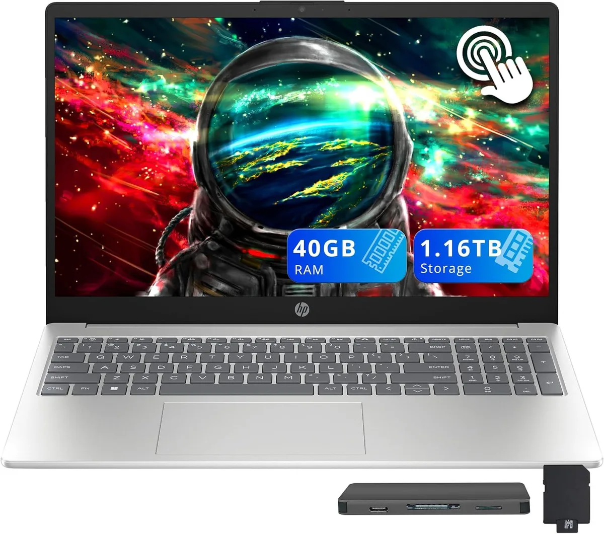 HP HP 15.6" FHD Touchscreen Business Laptop, Core Ultra 5 125H, 40GB RAM, 1.16TB Storage, Silver — 제품 사진