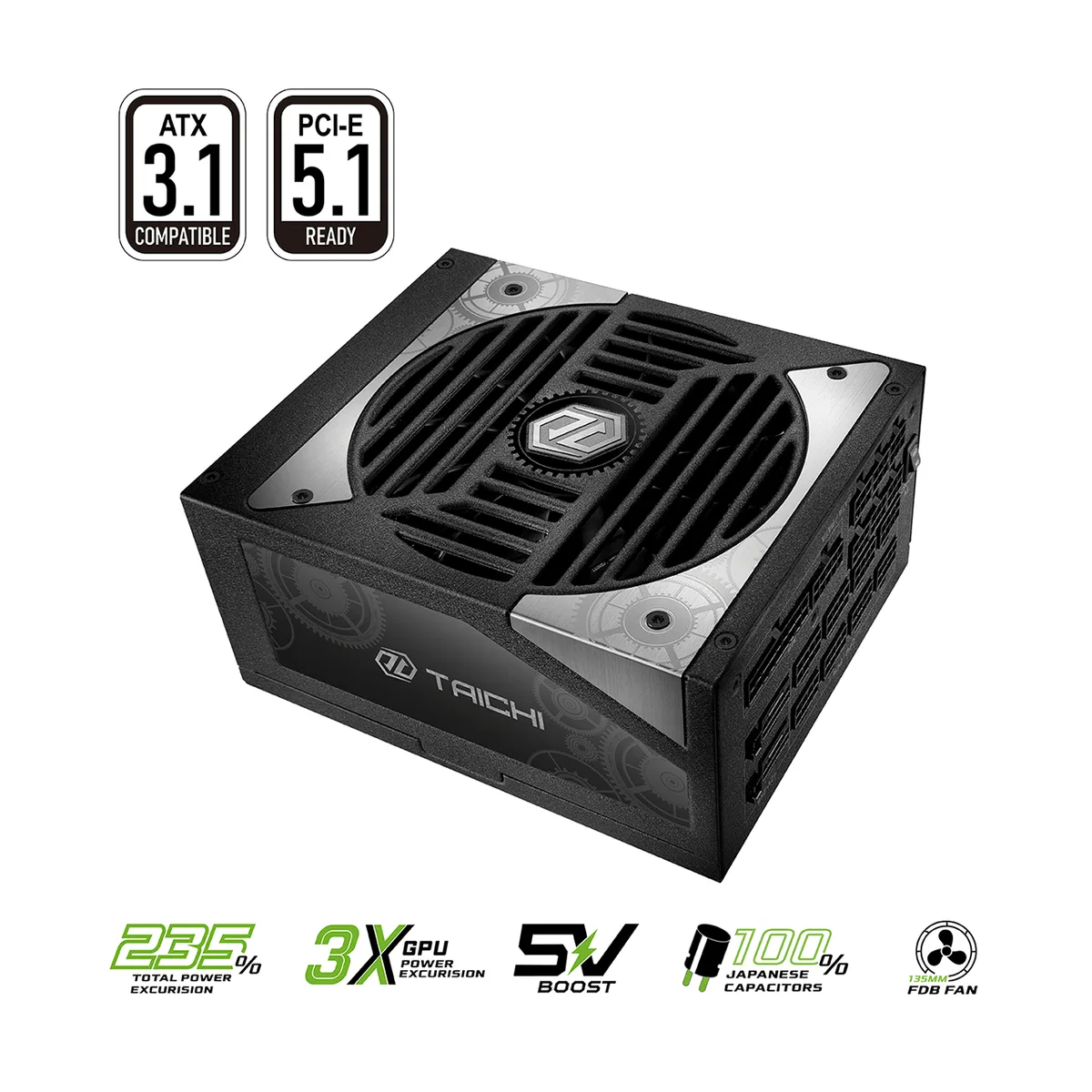 ASRock ASRock TC-1650T 1650 W ATX 3.1 fully modular power supply — product photo