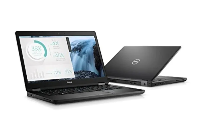 Silver and black Dell Latitude 5480 laptop closed showing smooth matte finish