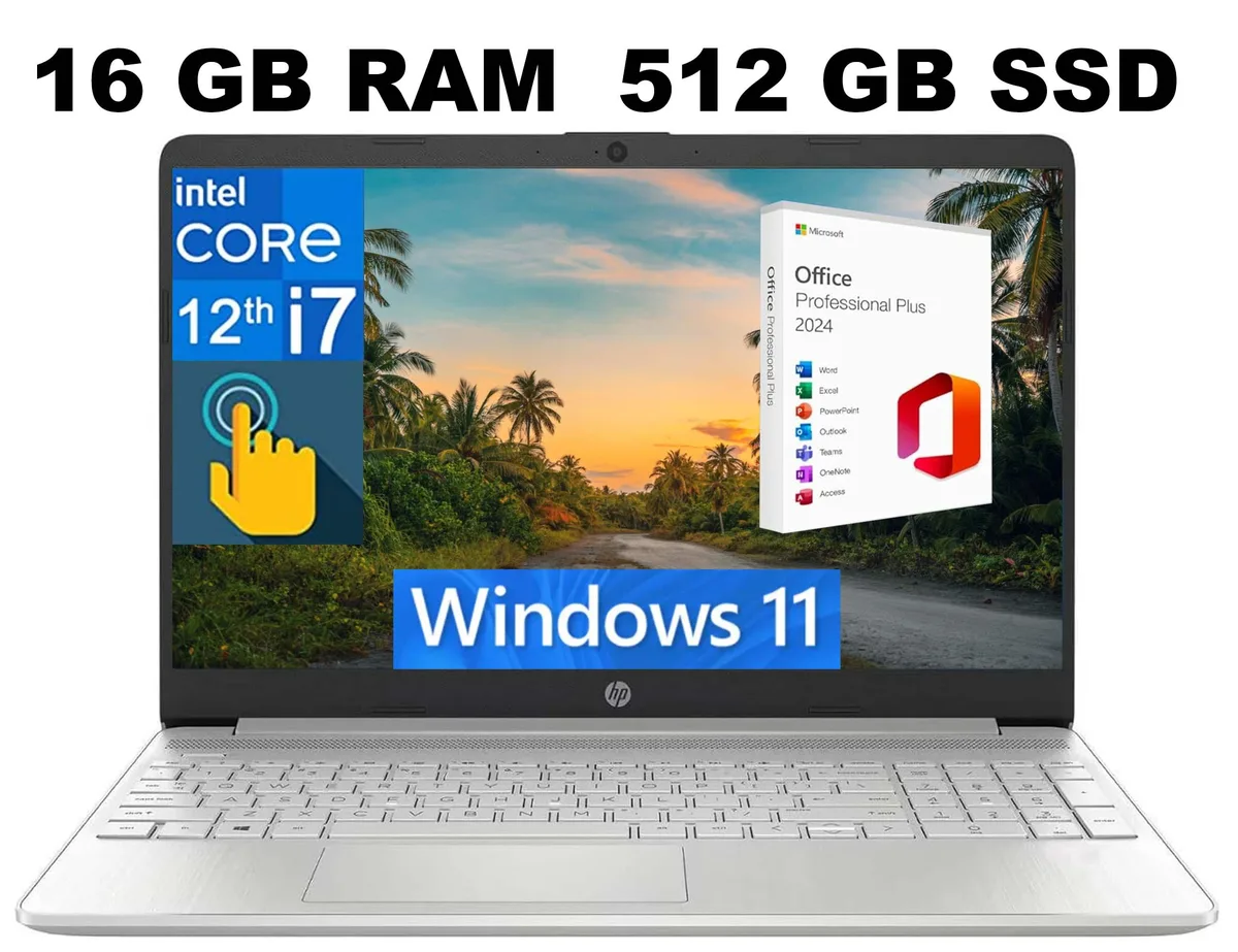 HP HP 15 laptop i7-1255U 16GB 512GB 15.6" FHD touchscreen Silver — photo du produit