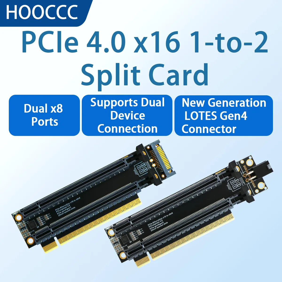 HOOCCC HOOCCC P2A PCIe 4.0 x16 to Dual x8 Split Card — foto produk
