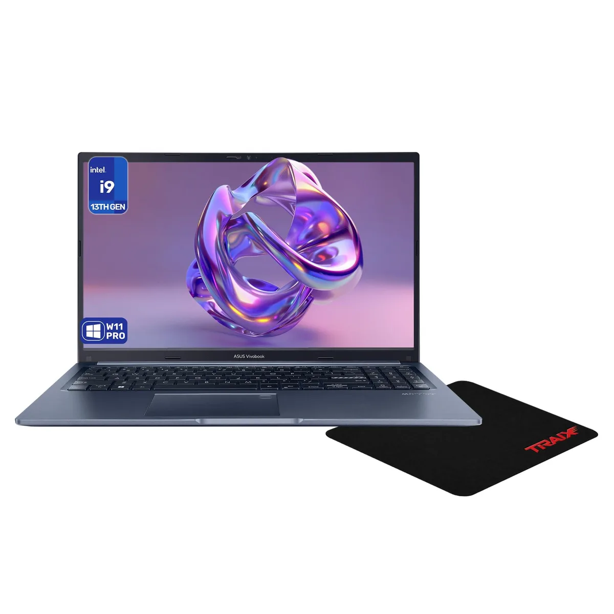 Slim Quiet Blue laptop with 15.6 inch FHD screen and backlit keyboard