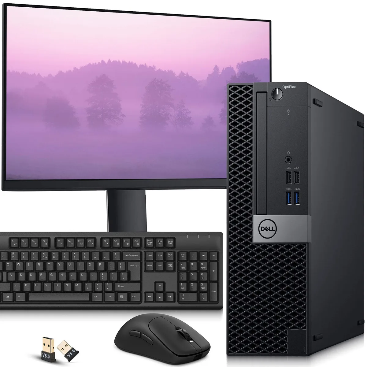 Dell OptiPlex 7040 small form factor desktop tower with 24 inch monitor keyboard and mouse