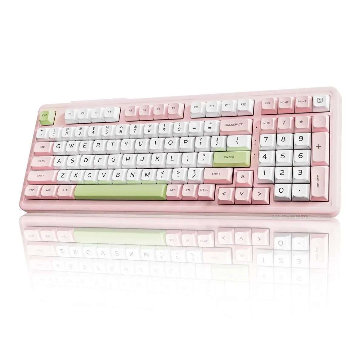 Pink creamy 98-key mechanical keyboard with RGB backlighting and number pad
