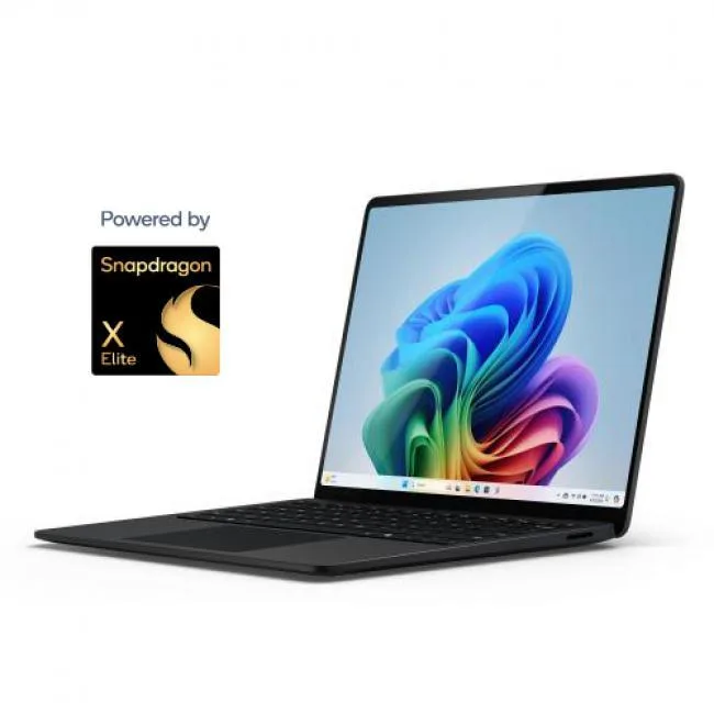 Black anodized aluminum laptop with 13.8 inch touchscreen display
