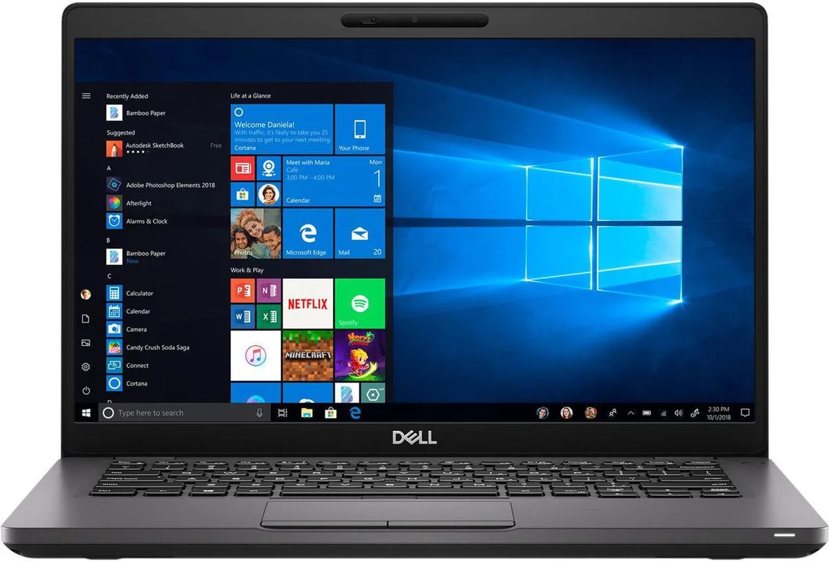 Black Dell Latitude 5400 laptop, 14.0 inch non-touch FHD screen, thin and light business design