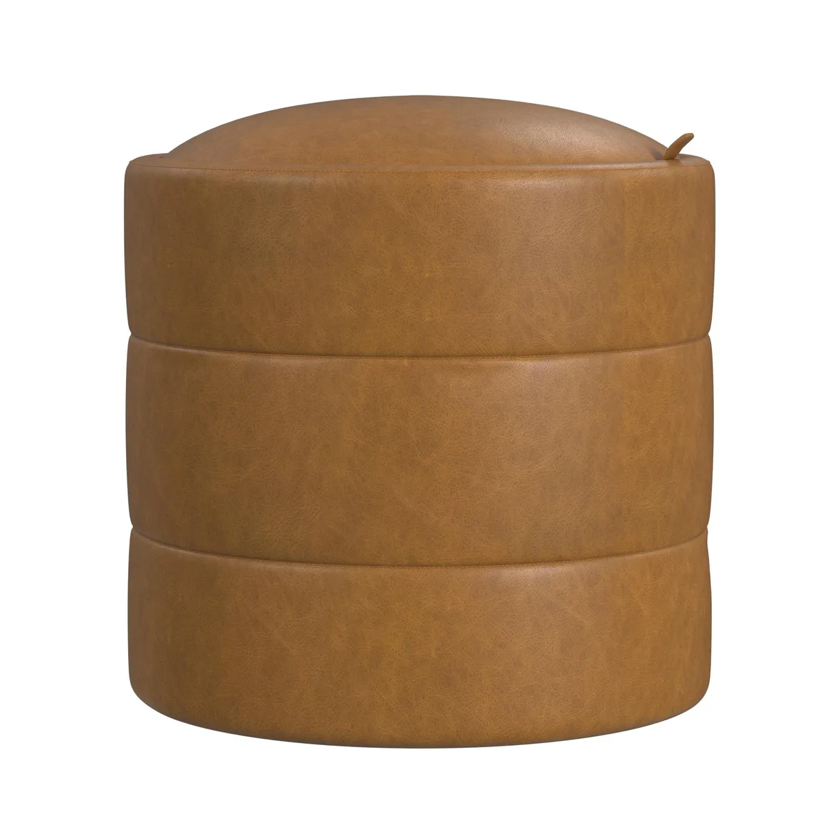 HomePop K8672-E905 Round Storage Ottoman Carmel Faux Leather 17.5" 18"H — 商品照片