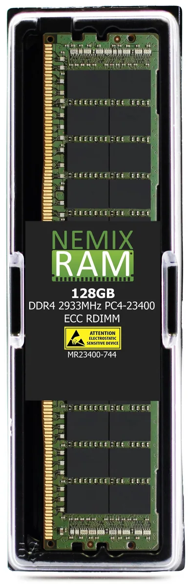 Single green 288-pin DDR4 RDIMM module with black heatspreader and gold contacts