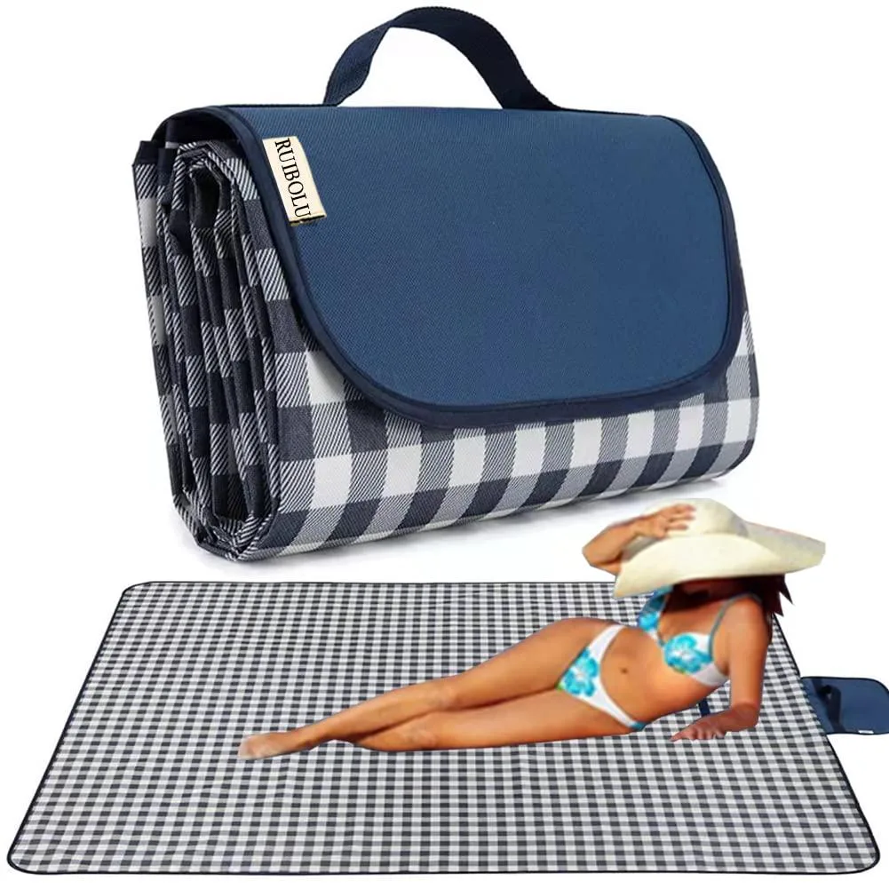  RUIBOLU 2022001 outdoor rug 80x60in Dark Blue Plaids — termékfotó